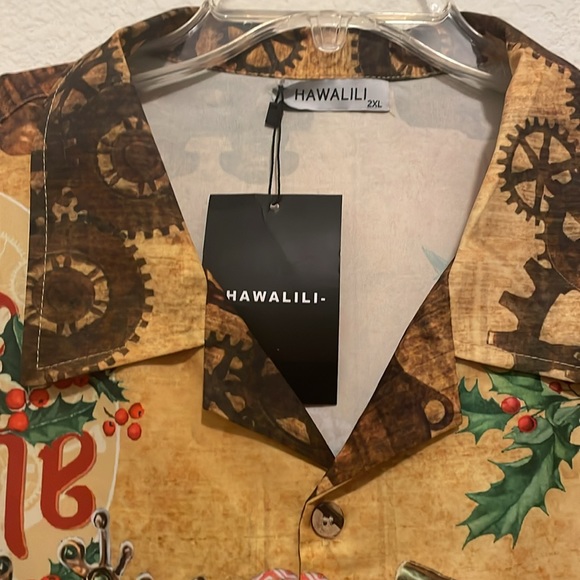 NWT Hawalili short sleeve button down Cool Santa Xmas/Holiday shirt, size 2XL - Picture 4 of 14